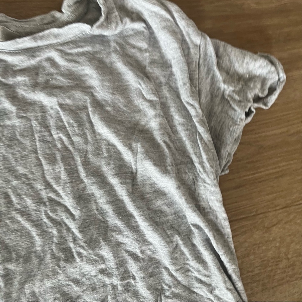 ** All Saints Tshirt Gray glitter roll sleeve Size 6 EU 38 - Picture 4 of 9
